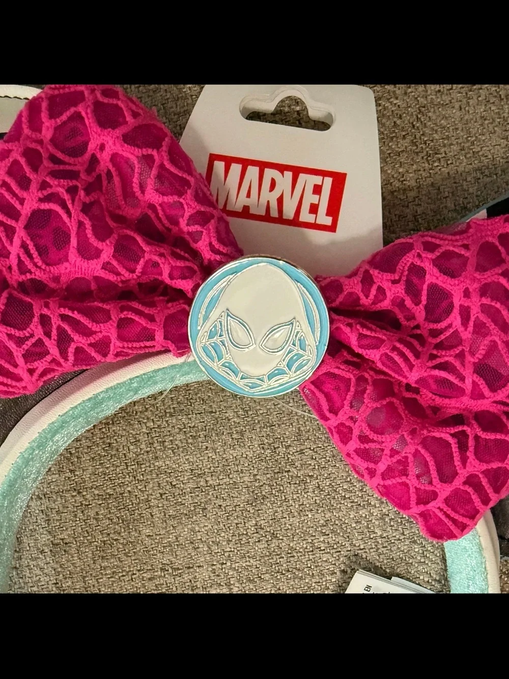 Disney Hot Pink Bow & Black Lightning Ears Headband